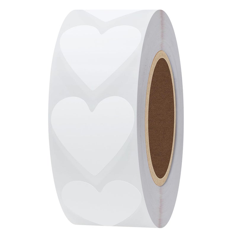 Hybsk 1000pcs Heart Stickers 30mm White Love Labels for Crafting Scrapbooking Envelope Seals (White) - Image 1